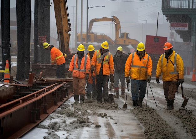 Bauarbeiter arbeiten auf einer Baustelle