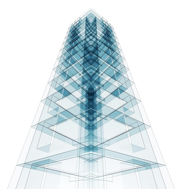 Bauarchitekturprojekt Weiß isoliertes 3D-Rendering