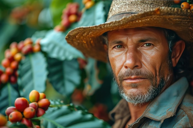 Bauer auf einer Arabica-Kaffeeplantage