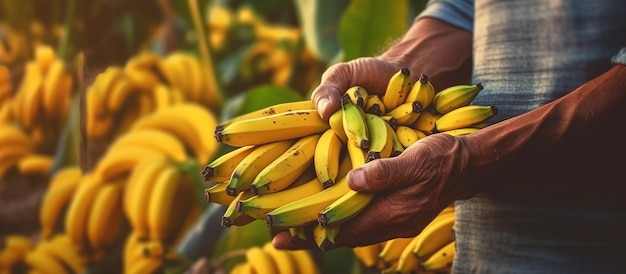 Bauern, die Bananenfrüchte ernten, haben ein Konzept