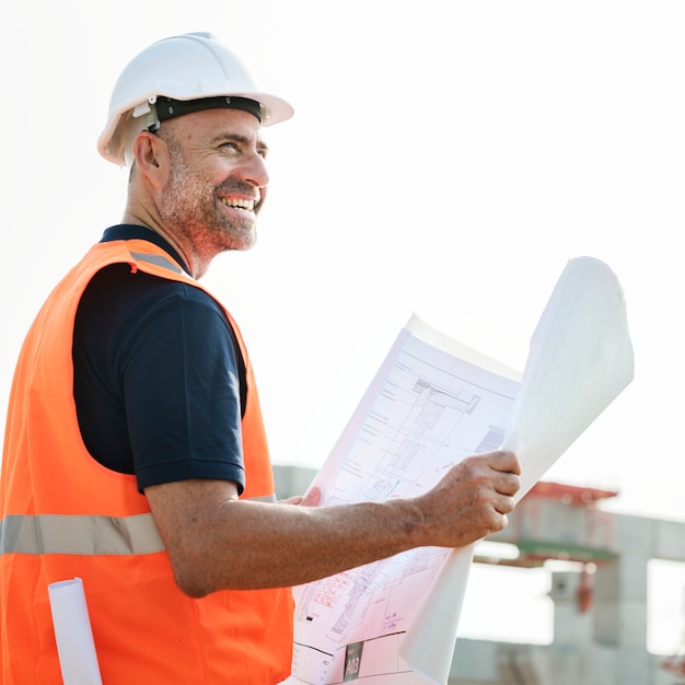 Foto bauingenieur auf einer baustelle