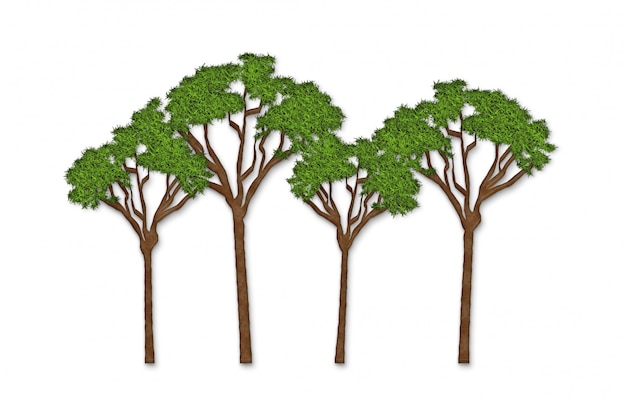 Baum geformt von Grasoberfläche, lokalisiert auf Weiß