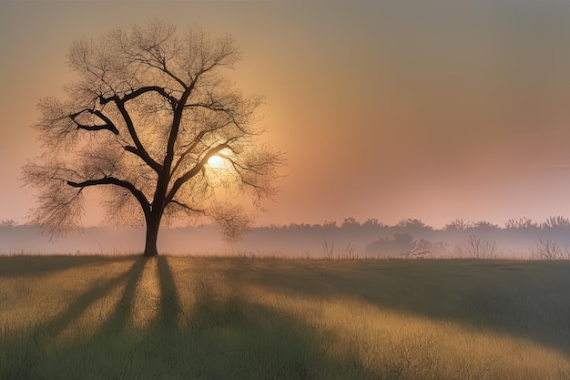 Baum im Feld SonnenuntergangBaum im Feld Sonnenuntergangschöner Sonnenuntergang im Park