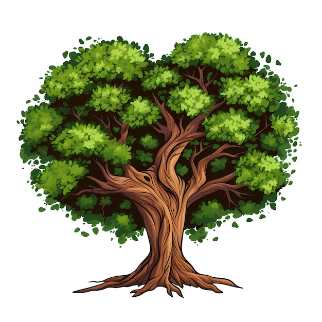 Baum mit grünen Blättern in Form eines Herzens Generative KI