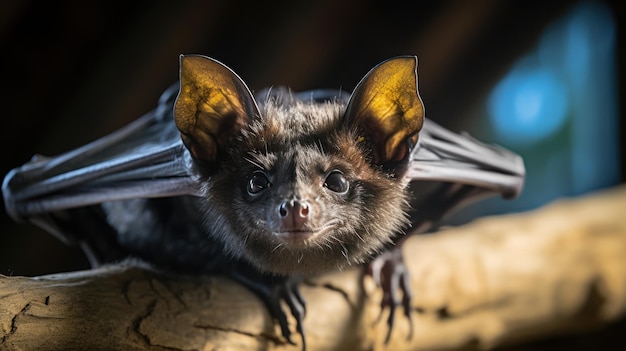 Foto baumfledermaus c. brachyotis hängt von einem dach