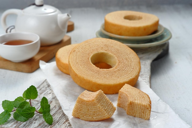 Baumkuchen o pastel de árbol o pastel de troncos es un típico alemán, y también es popular en Japón como postre dulce