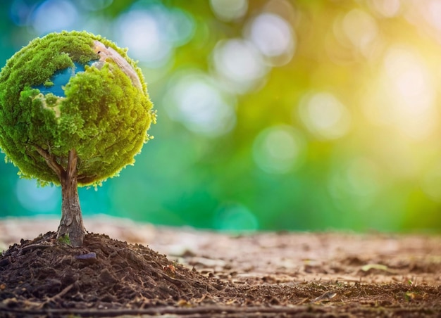 Baumwachstum auf dem Globus am Erde-Tag Naturkonzept