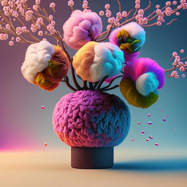 Baumwollblumen in Vase