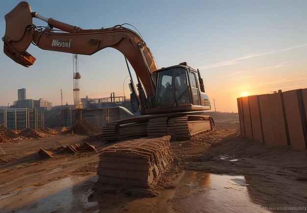 Foto baustelle mit maschine