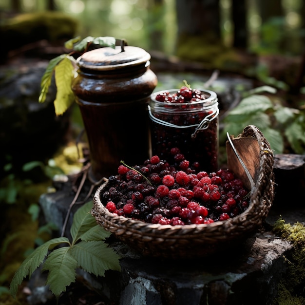 Foto bayas en abundancia un viaje visual al bosque de la taiga la cosecha y la preservación de la naturaleza