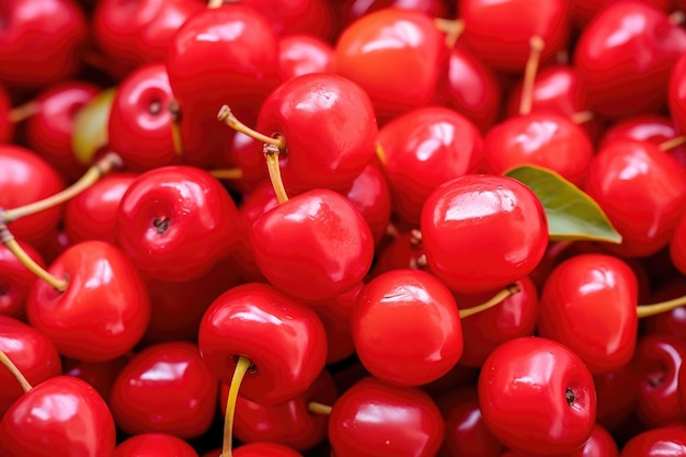 Bayas de acerola como fondo y textura