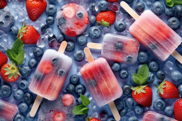 Foto bayas congeladas en forma de helado