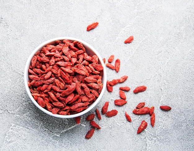 Bayas de goji rojas secas