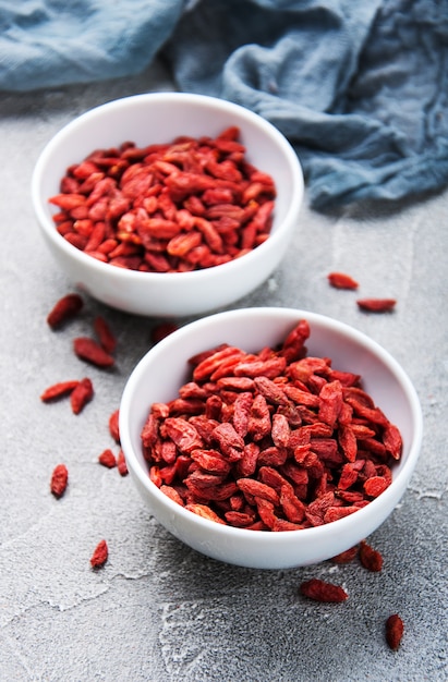 Bayas de goji rojas secas