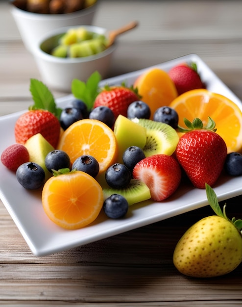 Las bayas maduras, los frutos y los cítricos
