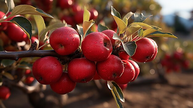 Bayas rojas en un árbol en el jardín