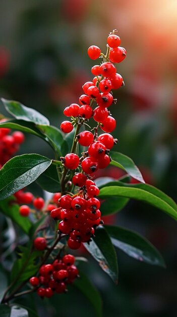 Foto bayas rojas silvestres rivina humilis generadas por ai