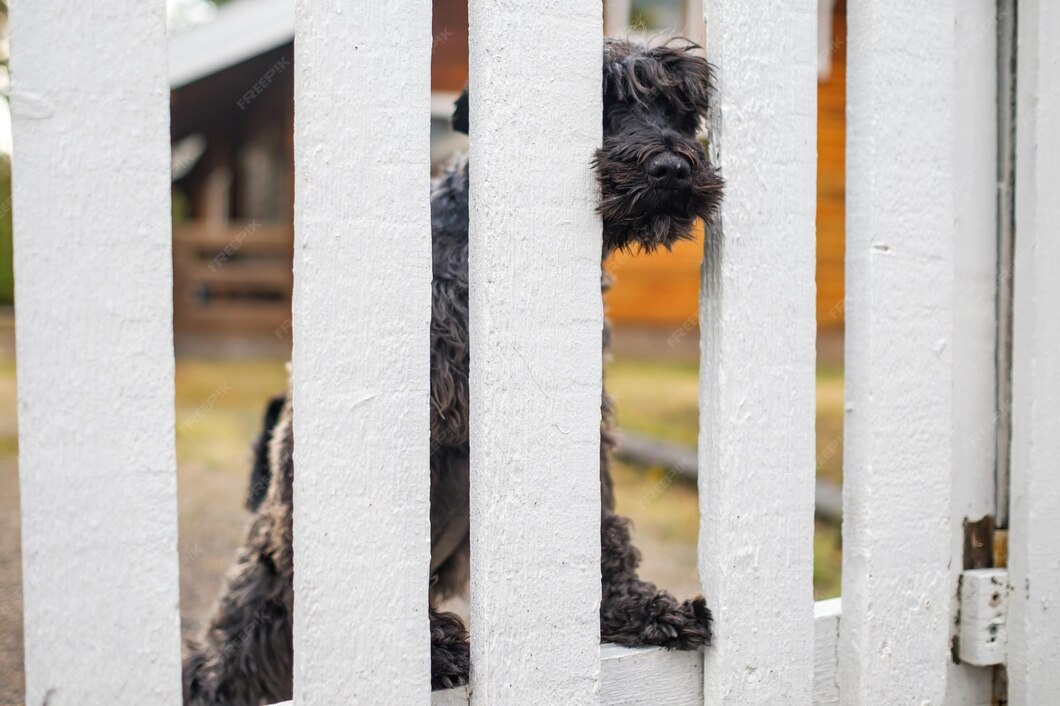 Bback schnauzer hund sitzt und wartet auf den besitzer in der nähe des