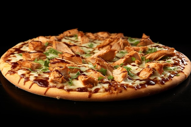 BBQ Chicken Pizza com fundo preto