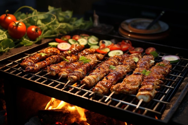 BBQ im Freien mit gegrillten Skate-Skewers Hochwertige Skate-Fisch-Bildfotografie