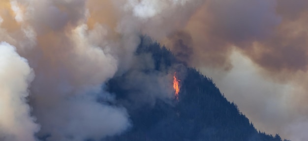 BC Waldbrand und Rauch über dem Berg bei Hope