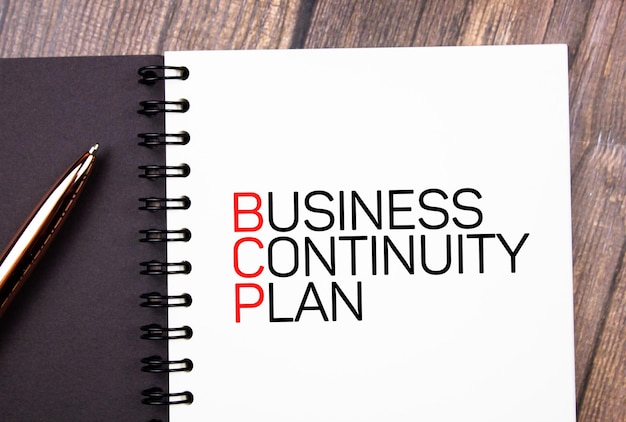 BCPBusiness Continuity PlanBusiness-Konzepttext auf Notizblock