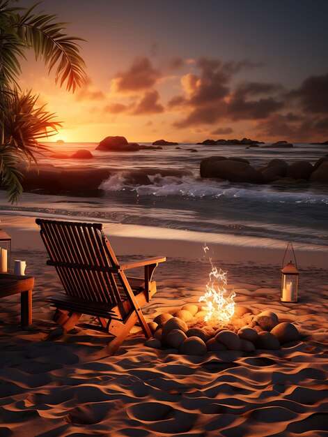 Beach Bonfire Beach Bonfire Backdrop Sunset Beach Background Design criativo Livestream Background