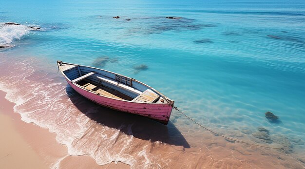Beachside_Charm_Scenic_Blue_Sky_with_Small_Boat