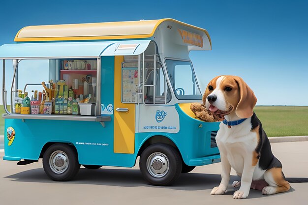 Beagle y el camión de helados