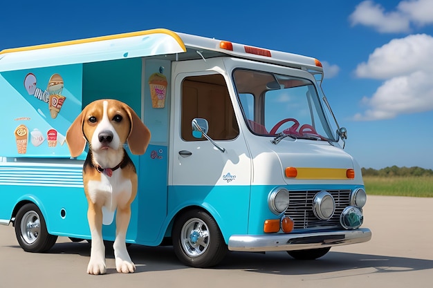 Beagle y el camión de helados