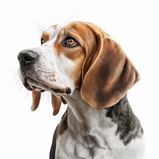 Beagle de raça beagle, lindo, vermelho, bege, amarelo, isolado em close-up branco, lindo animal de estimação