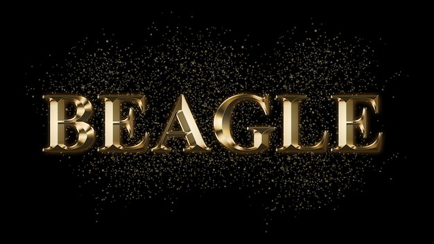 BEAGLE Efecto de texto de oro Texto de oro con chispas Texto chapado en oro Efecto nombre del animal