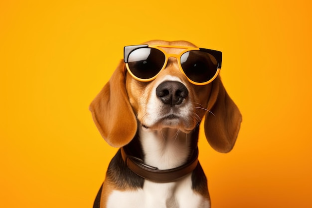 Beagle excéntrico con gafas Cachorro feliz Generar Ai