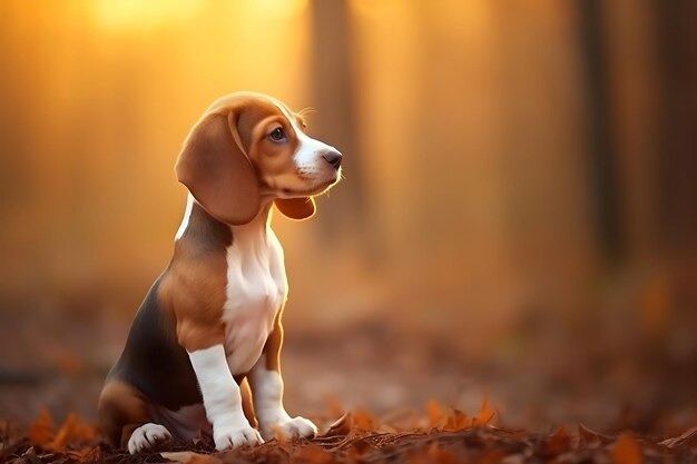 Beagle fofo a brincar ao ar livre e a copiar espaço