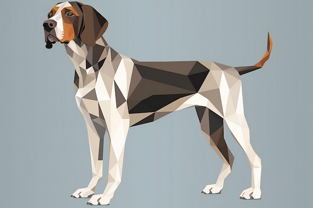 Beagle-Hund im polygonalen Stil isoliert auf grauem Hintergrund