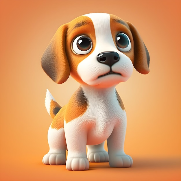 Foto beagle super fofo renderizado no estilo de pixar cartoon generative ai