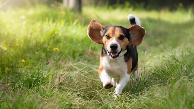Beagle uma bela foto de um cão na grama
