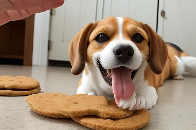 Foto beagles entusiasmados com guloseimas