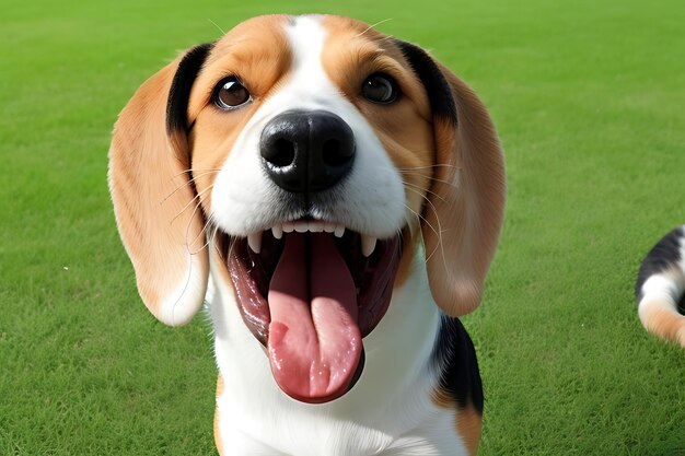 Foto beagles tonto momento de salida de la lengua