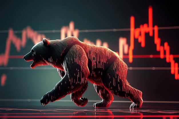 Foto bear mercado de ações vermelho gráficos de tendência descendente nas expectativas pessimistas de negociação de investimento, ia generativa.