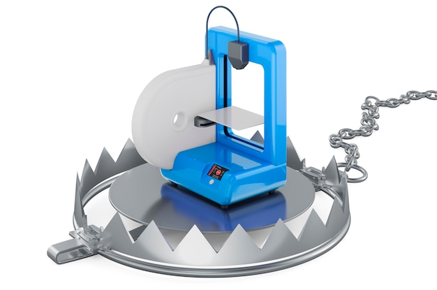 Bear Trap com renderização em 3D de impressora 3D