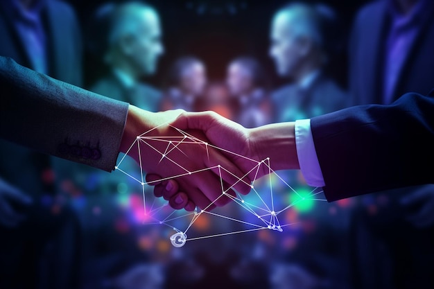 Bearbeitbare Marketingstrategie mit Online-Netzwerk-Handshake-Remixed-Medien