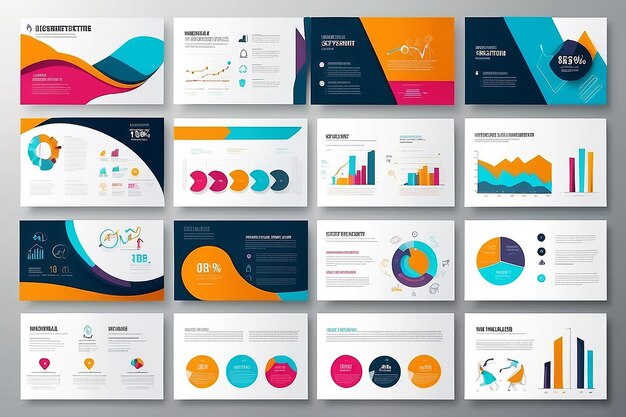 Bearbeitbare Vektorpräsentationsvorlagen mit Designelementen und Infografiken Hintergrund für die Präsentation