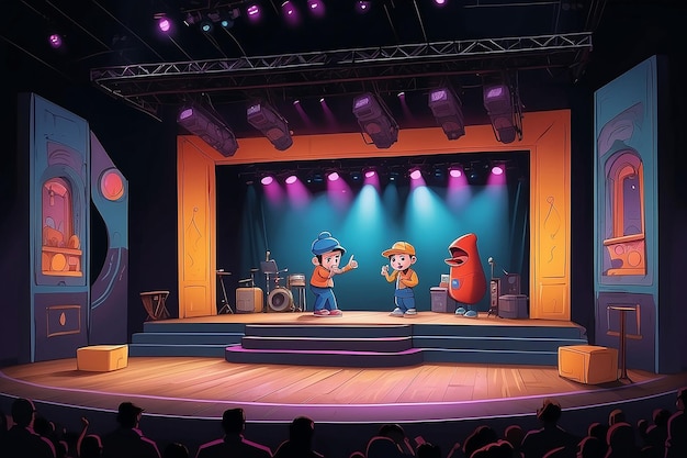 Beatbox Extravaganza Percusión en el escenario de dibujos animados
