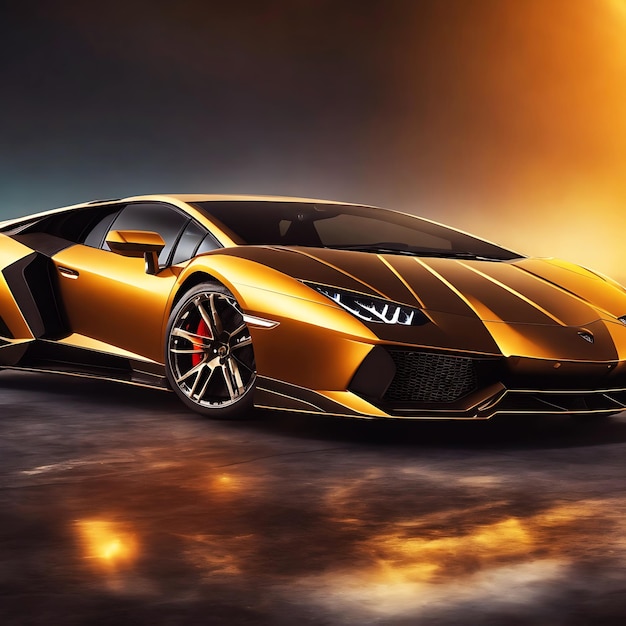 Beautiful Car Golden Lamborghini Car car Fondo de pantalla de coche Generative Ai