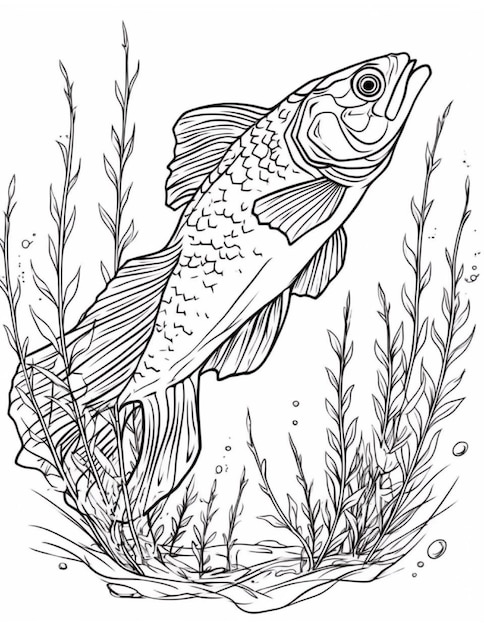 Foto beautiful coy fish coloring bookpáginas para colorir de animais páginas para corrigir de peixes página para colorir