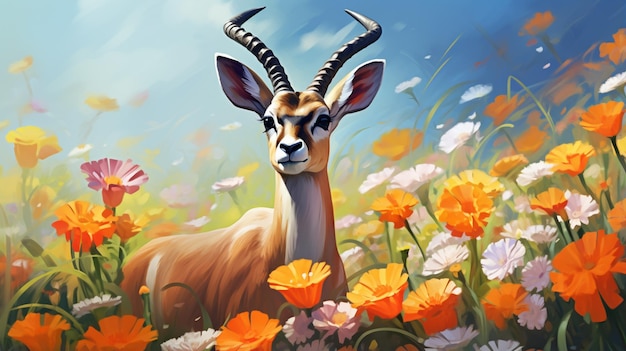 Beautiful_gazelle_among_the_flowers ai generativ