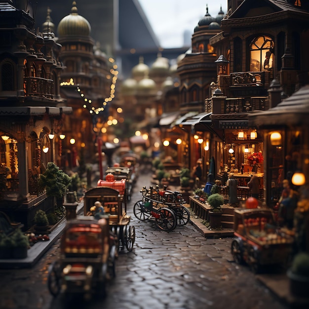 Beauty Tilt Shift com sessão de fotos única e criativa de um movimentado bazar turco tirada com