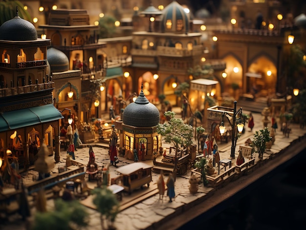 Beauty Tilt Shift com sessão de fotos única e criativa de um movimentado souk egípcio levado com inteligência