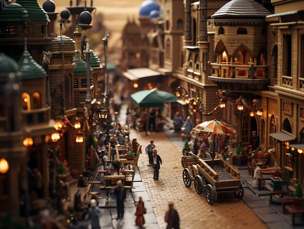 Beauty Tilt Shift com sessão de fotos única e criativa de um movimentado souk egípcio levado com inteligência